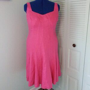 NWT LAUREN RALPH LAUREN LRL DARK PINK SHEATH FIT N FLARE PEPLUM LINEN LINED 16